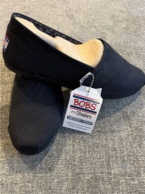 BOBS from Skechers Black Memory Foam Slip-On Flats
